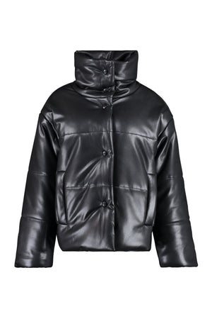 Hide faux leather down jacket-0